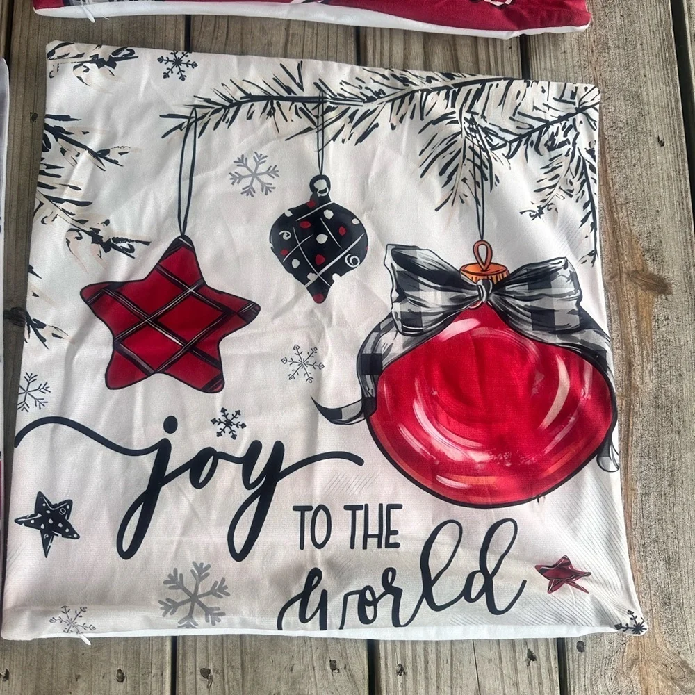 Holiday Time Red and Gray Christmas Pillow Covers